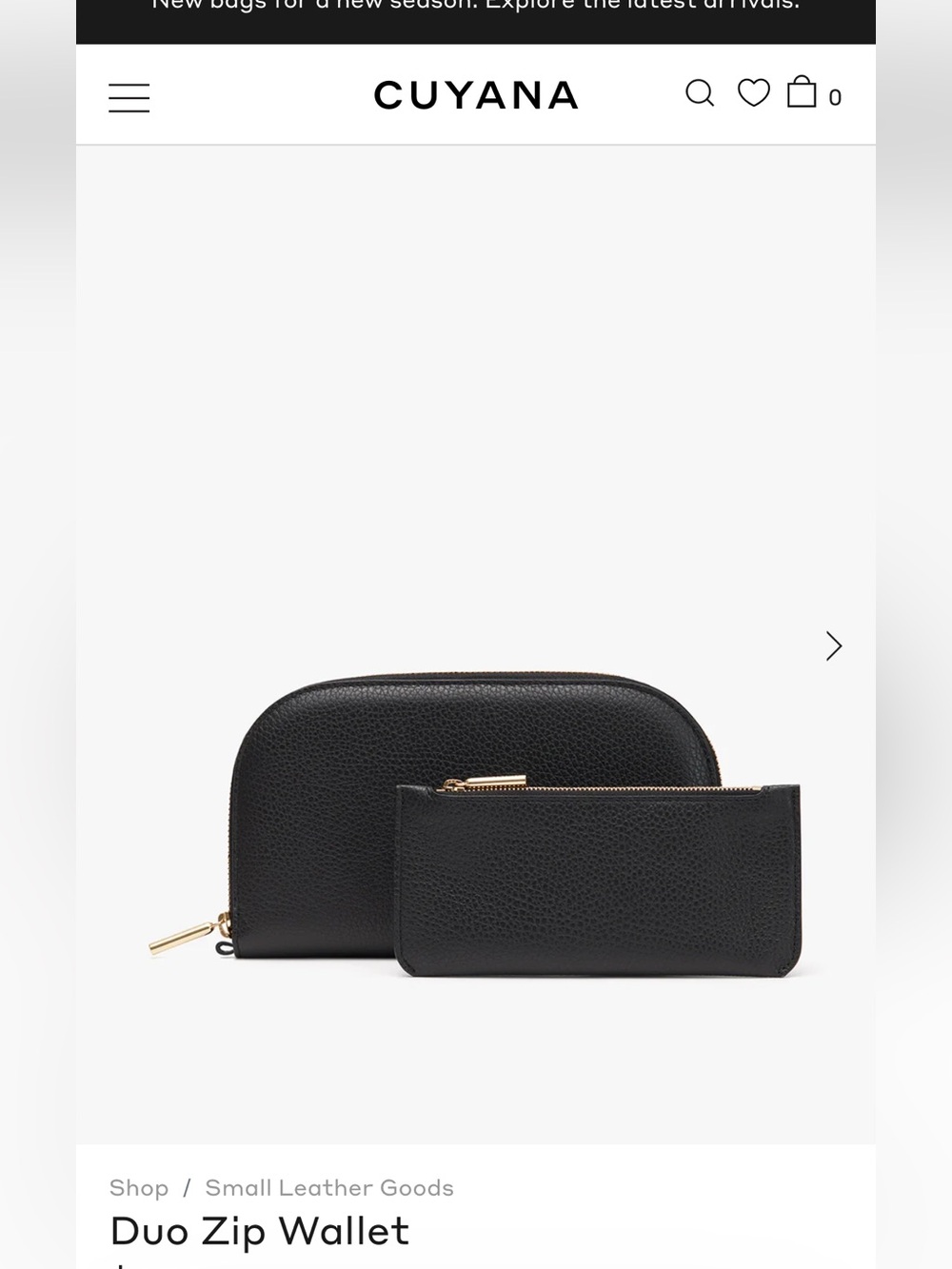 Cuyana Black Pebbled Leather Cosmetic Pouch and Zip Wallet Set - Picture 8 of 8